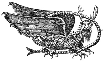 FIG. 3.—WM. DENNIS'S DRAWING OF THE “FLYING DRAGON” DEPICTED ON THE ROCKS AT PIASA, ILLINOIS.