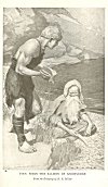FINN FINDS THE SALMON OF KNOWLEDGE<br> <i>From the Drawing by H. R. Millar</i>.