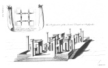 Plate 35. The Perspective of the Second Temple at Persepolis.<br> (inset) Groundplot of the Second Temple at Persepolis.
