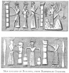 MEN ENGAGED IN BUILDING; FROM BABYLONIAN CYLINDER.