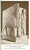 COLOSSAL WINGED AND HUMAN-HEADED BULL AND MYTHOLOGICAL BEING<br> <i>From doorway in Palace of Sargon at Khorsabad: now in British Museum</i>.<br> Photo. Mansell