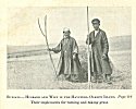 BURIATS—HUSBAND AND WIFE IN THE HAYFIELD, OLKHON ISLAND.<br> Their implements for turning and raking grass