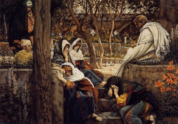 See Number 90 in text. James Jacque Tissot, Jesus at Bethany [1886-94] (Public Domain Image)