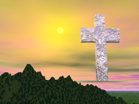 Sunrise with Cross: Image © Copyright J.B. Hare 1999, All Rights Reserved