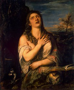 St. Mary Magdeline, by Titian [1565] (Public Domain Image) -- See July 22.