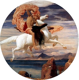 Perseus on Pegasus hastening to the rescue of Andromeda, by Lord Frederick Leighton  [1895-6] (Public Domain Image)