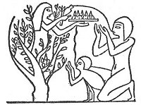 FIGURE 52. <i>Sacred Tree of the Egyptians</i>.<br> (From <i>Egyptian Mythology and Egyptian Christianity</i>; Samuel Sharpe, 1863.)