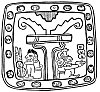 FIGURE 50. <i>Our First Parents</i>. <i>From the Codex Cortesianus</i>.<br> (From <i>A Primer of Mayan Hieroglyphics</i>; Daniel G. Brinton, 1894.)