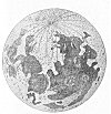 PLATE XIII. <i>One of the oldest drawings of the Moon. by Pere Capucin Marie de Rheita</i> (<i>1645</i>). <i>At the top Tycho is seen in full view, with its diverging rays</i>.<br> (From <i>Iter Exstaticum Coeleste</i>; Athanasius Kircher, 1660)