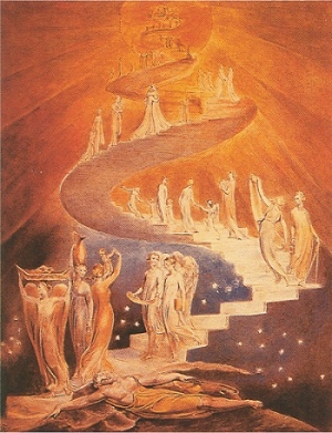 William Blake, Jacob's Ladder, (ca. 1800) [Public Domain Image]