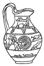 FIG. 133.—Etruscan Wine-vase from Tragliatella.<br> (Deecke.)