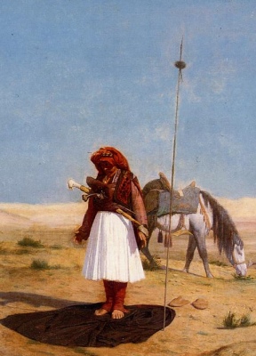 A Prayer in the Desert (detail), by Jean-Leon Gerome [1864] (Public Domain Image)