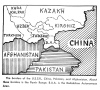 The borders of the U.S.S.R., China, Pakistan, and Afghanistan. About these borders is the Pamir Range. B.A.A. is the Badakshan Autonomous Area.