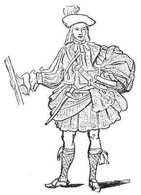 1560, or thereabouts. From a rough sketch taken from a picture at Taymouth, said to be a portrait of ''The Regent Murray.'' The arms are Gun, pistol, powder horn, dirk, and sword.