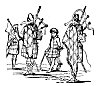 Pipers and Peasant Boy. Sketched at Inverness and on the west coast. Modern Highland Dress, with the plaid and kilt as separate garments. 1848.