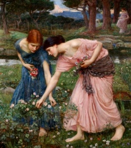 Gather Ye Rosebuds While Ye May, John William Waterhouse  [1909] (Public Domain Image)