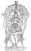 Maya, the Hindu goddess, forcing from her breasts the nourishment of all creation